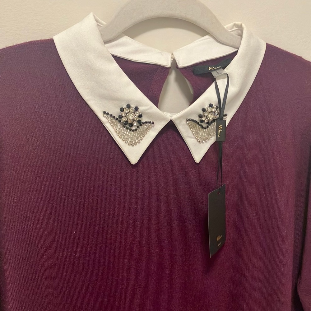 New with tags Milano sweater with beautiful detail on collar